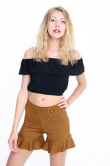 Gingham Check Frill Hem Zipped Shorts