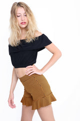 Gingham Check Frill Hem Zipped Shorts