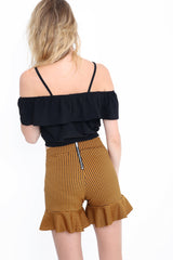 Gingham Check Frill Hem Zipped Shorts