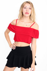 Cold Shoulder Frill Slinky Cami Top
