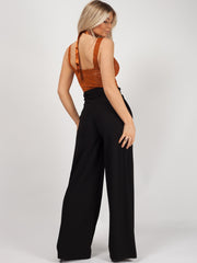 Satin Binde Halshalshalle Bodysuit Bodysuit