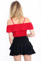 Cold Shoulder Frill Slinky Cami Top