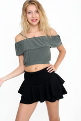Cold Shoulder Frill Slinky Cami Top