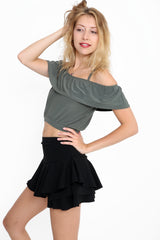 Cold Shoulder Frill Slinky Cami Top