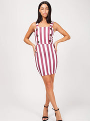Wide Stripe Button Front Dress