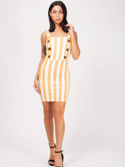 Wide Stripe Button Front Dress