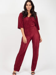 Batwing Sleeve Pleated Jumpsuit