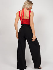 Satin Binde Halshalshalle Bodysuit Bodysuit