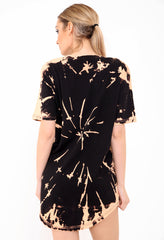 Acid Wash Rock Angel Skull Print Oversized T Shirt