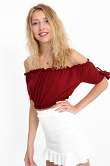 Ruched Bardot Crop Top