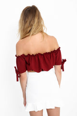 Ruched Bardot Crop Top