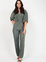 Batwing Sleeve Pleated Jumpsuit