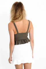 Ruched Frill Plunge Crop Top