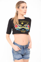 Guns And Roses Printed Crop Top