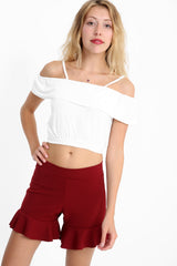 Cold Shoulder Frill Slinky Cami Top