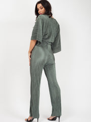 Batwing Sleeve Pleated Jumpsuit