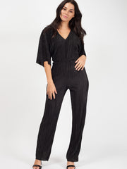 Batwing Sleeve Pleated Jumpsuit