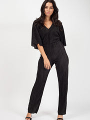 Batwing Sleeve Pleated Jumpsuit
