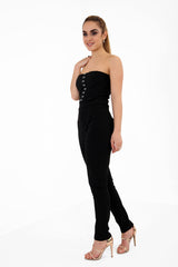 Hook And Eye Detail Bandeau Jumpsuit