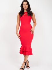 Vestido midi de hemd de encaje de encaje de crochet