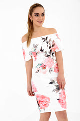 Frühlingsblumen von der Schulter -Frill -Bardot -Kleidung