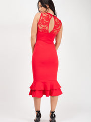 Vestido midi de hemd de encaje de encaje de crochet