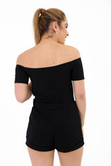 Hook And Eye Detail Bardot Playsuit