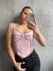 Stitch Detail Bust Cami Crop Top