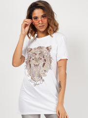 Camiseta impresa de tigre de brillo