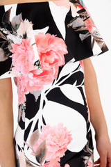 Frühlingsblumen von der Schulter -Frill -Bardot -Kleidung