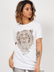 Camiseta impresa de tigre de brillo