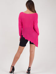 Boat Neck Slash Hem Knitted Top