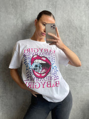 Skull Lips Graphic Printed T-Shirt