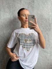 PARIS Dogtooth Heart Graphic Printed T-Shirt