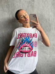 Fiery Lips Graphic Printed T-Shirt