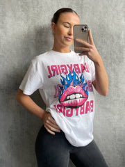 Fiery Lips Graphic Printed T-Shirt