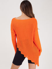 Boat Neck Slash Hem Knitted Top