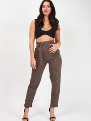 Gingham Check Belted Buckle Trousers