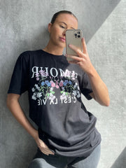 Amour c'est la vie floral grafic t-shirt