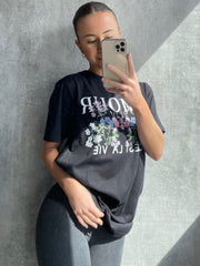 Amour c'est la vie floral grafic t-shirt