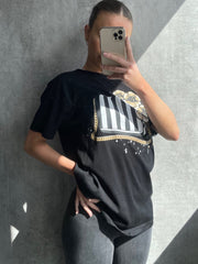 Stripe Bag Graphic Printed T-Shirt