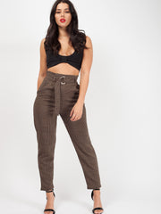 Gingham Check Belted Buckle Trousers
