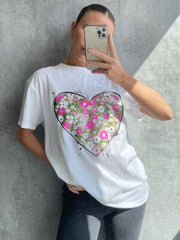 J'adore Floral Heart Graphic Printed T-Shirt
