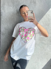 J'adore Floral Heart Graphic Printed T-Shirt