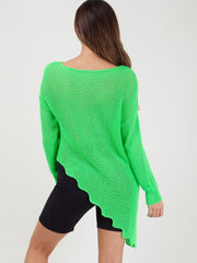 Boat Neck Slash Hem Knitted Top