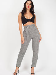 Gingham Check Belted Buckle Trousers