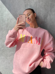 Miami bestickter übergroßer Sweatshirt -Jumper