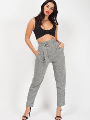Gingham Check Belted Buckle Trousers