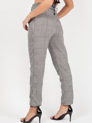Gingham Check Belted Buckle Trousers