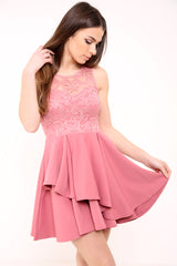 Spitzenmieder Falten -Rüschen Skaterkleid